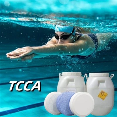 90 فیصد فعال کلورین Trichloroisocyanuric Acid TCCA ہائی اسٹرلائزیشن اور بلیچنگ پاور پانی کے علاج میں استعمال ہوتی ہے